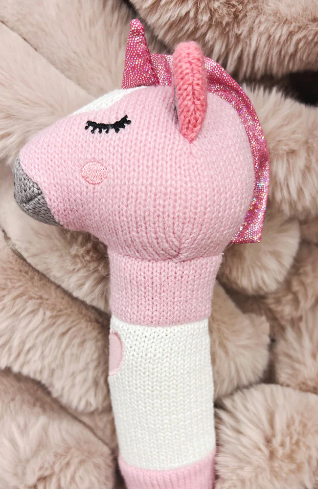 Hand Knit Rattle - Unicorn