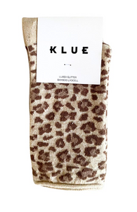 Glitter Lurex Socks - Beige Leopard