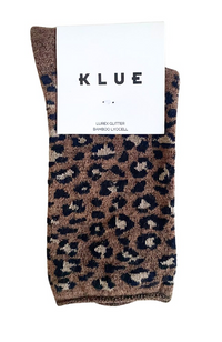 Glitter Lurex Socks - Brown Leopard