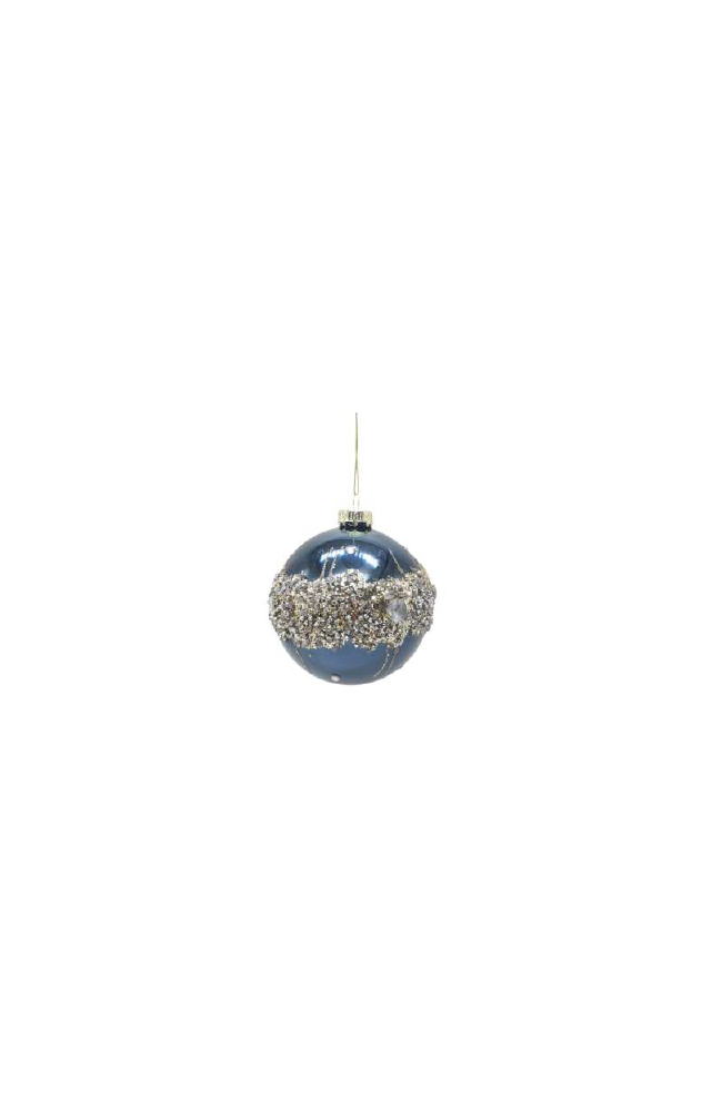 Teal Glitter & Diamonte Glass Ornament Lge