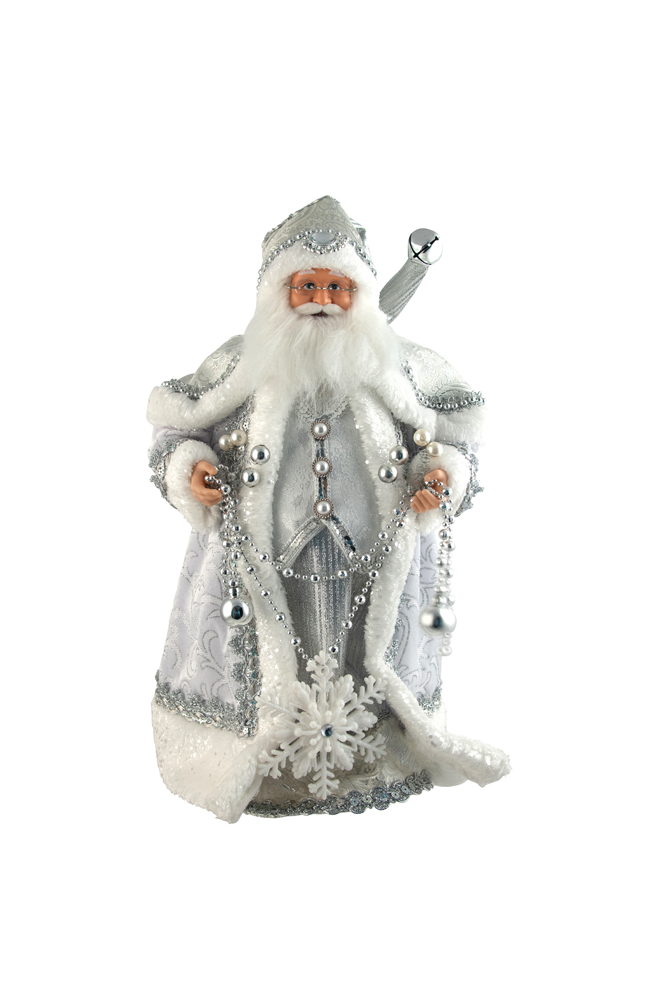 Fabric Santa Shiny Silver Cone