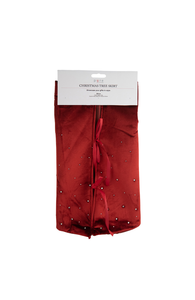 Velvet Diamonte Skirt - Red 90cm