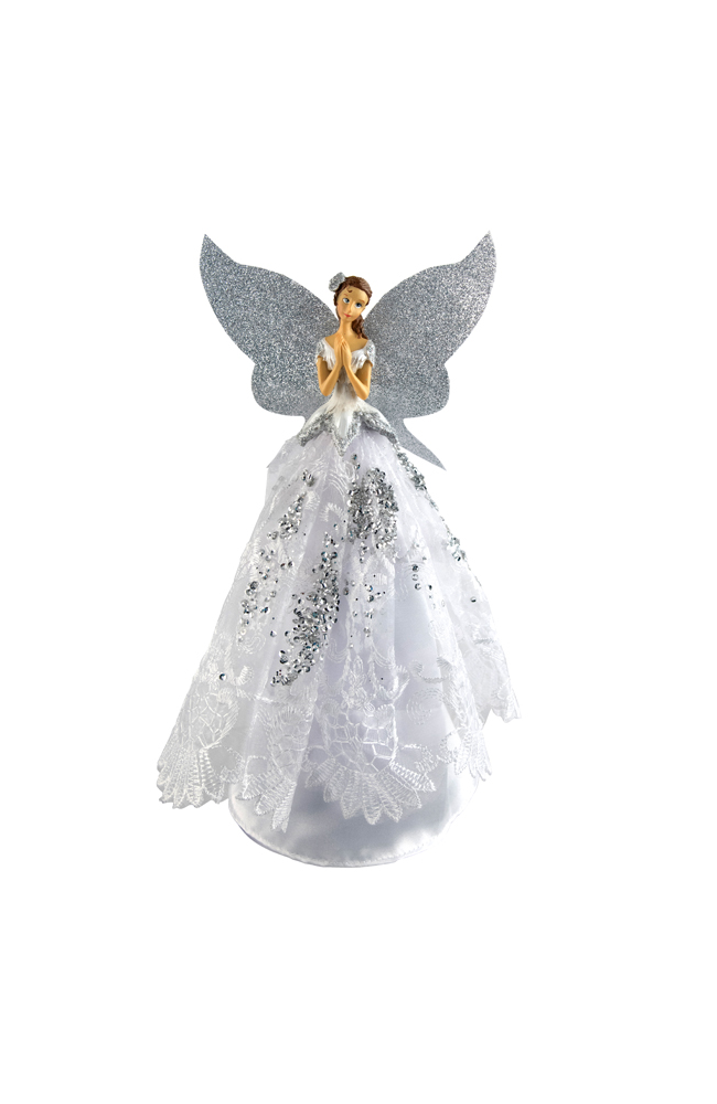 Angel Cone Tree Topper Pearl Silver