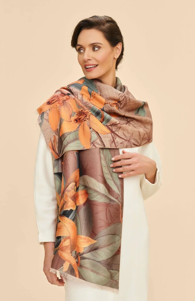 Luxurious Botany Bliss Scarf - Chocolate