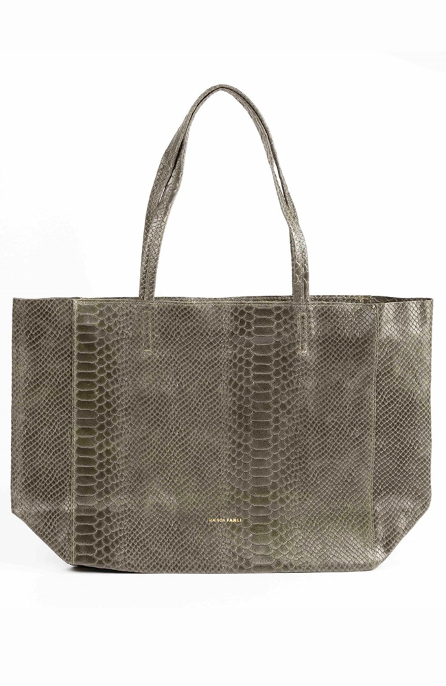 Rectangular Tote - Khaki Snake Skin