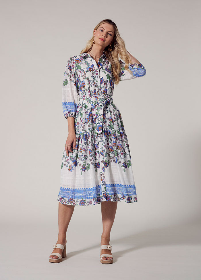 Calliope Shirt Dress - White Multi