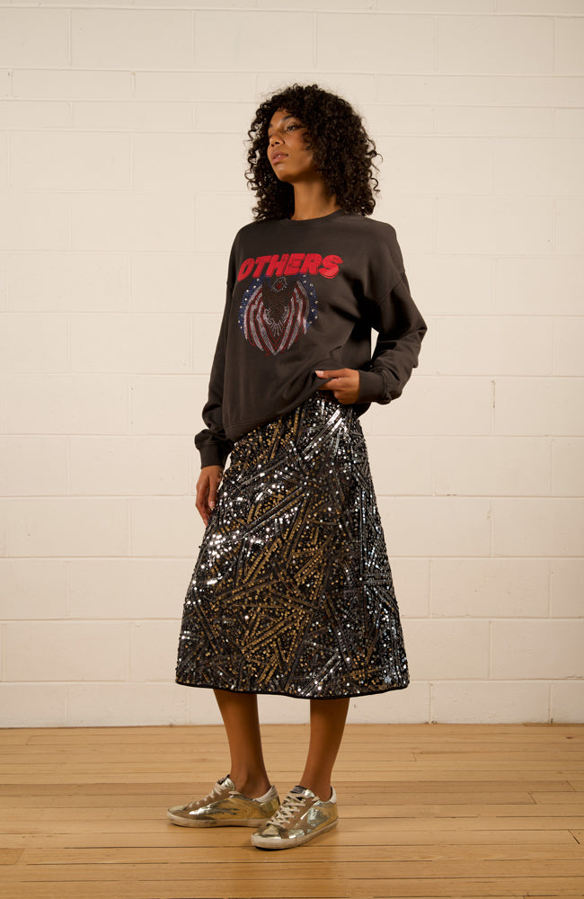 Silver sequin cheap skirt zara