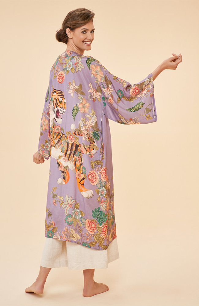 Ladies Kimono Gown Prancing Tiger