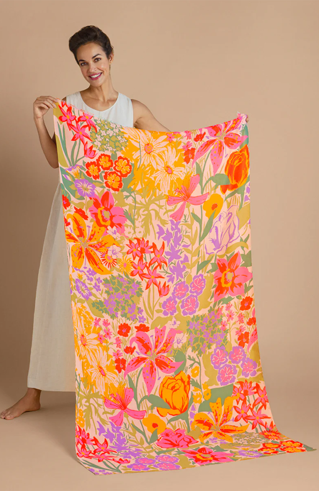 Printed Springtime Wildflowers Scarf - Coconut