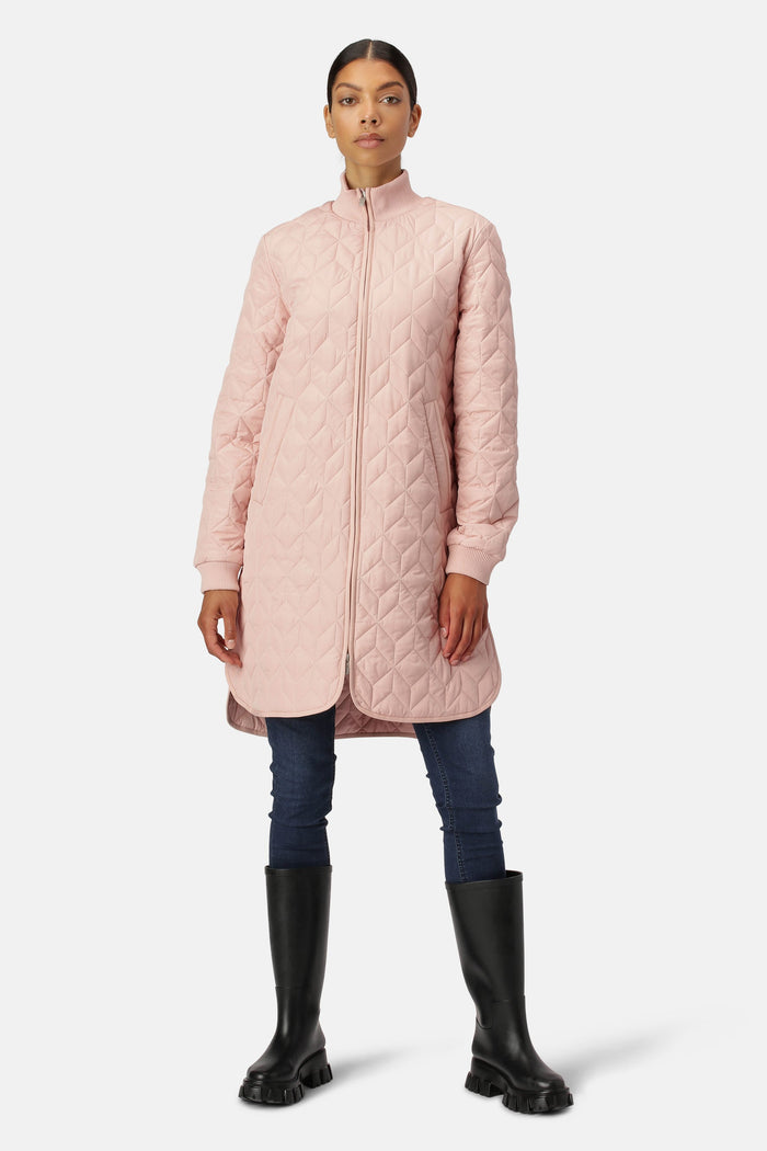 Long Quilt Coat - Pale Pink
