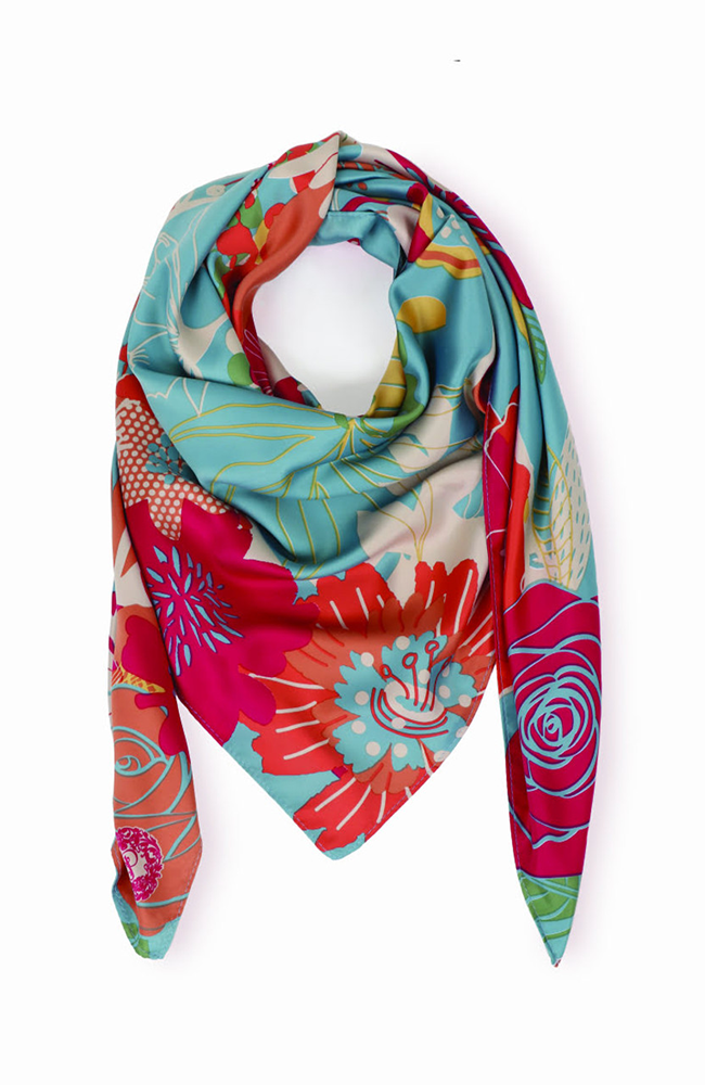 Satin Square Scarf - Modern Floral