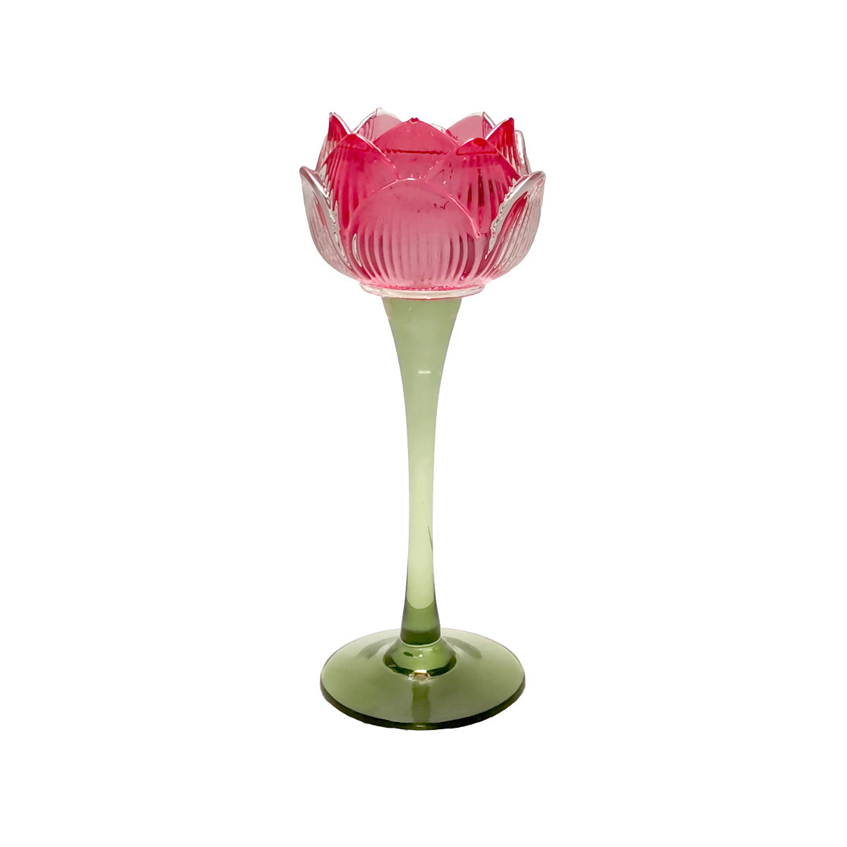 Figgins Stemmed Flower Votive Fuschia