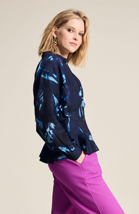 Feathers And Florals Blouse - Blue