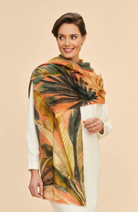 Wool Wrap Painted Palms Scarf