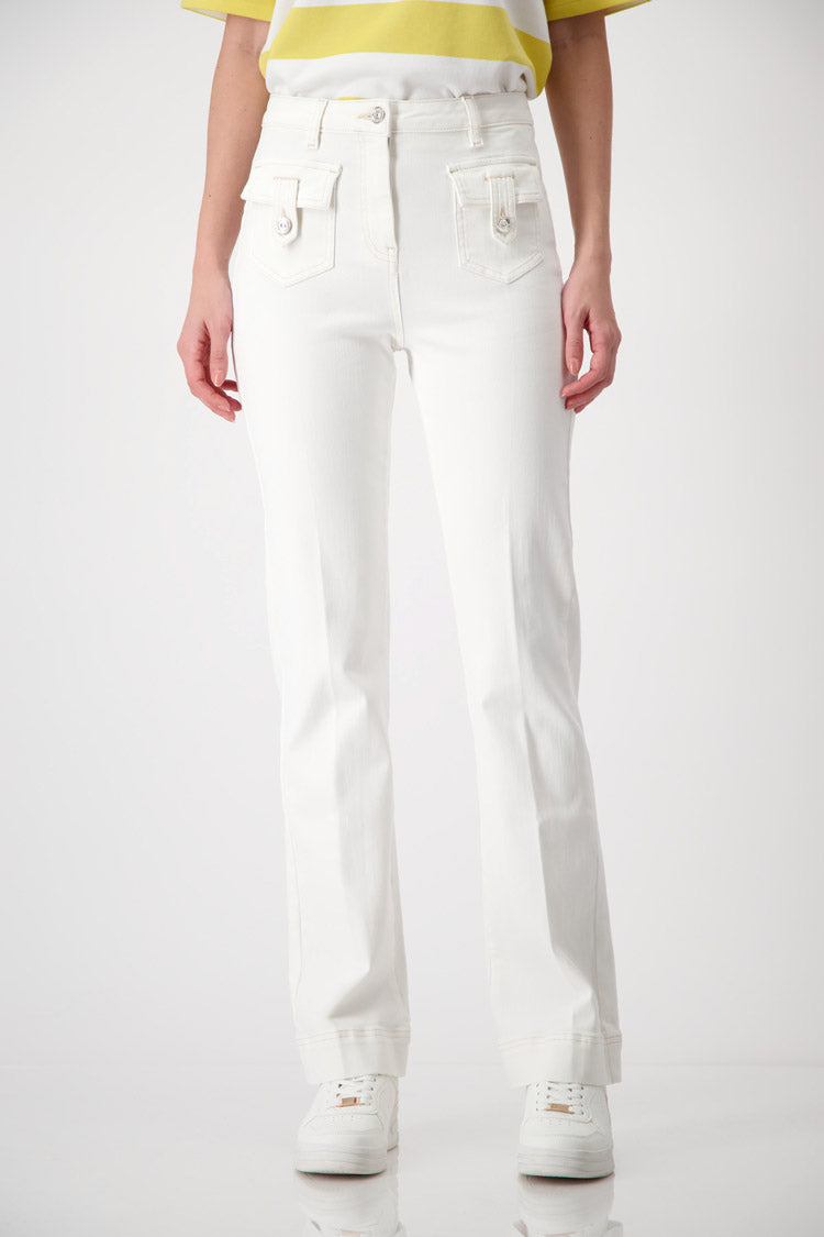 Contrast Seam Jeans - Off White