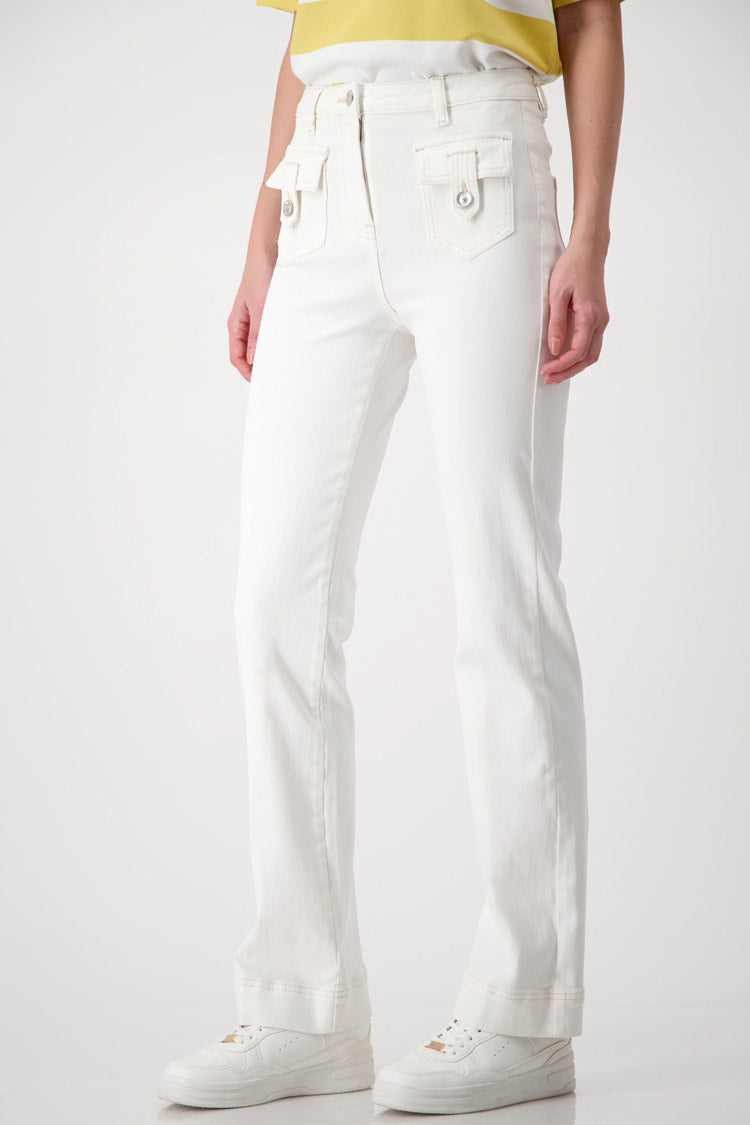 Contrast Seam Jeans - Off White