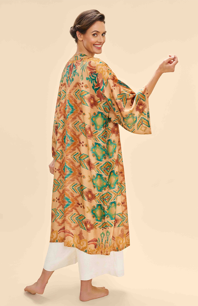 Ikat Kimono Gown - Warm Cream