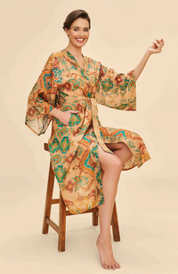 Ikat Kimono Gown - Warm Cream