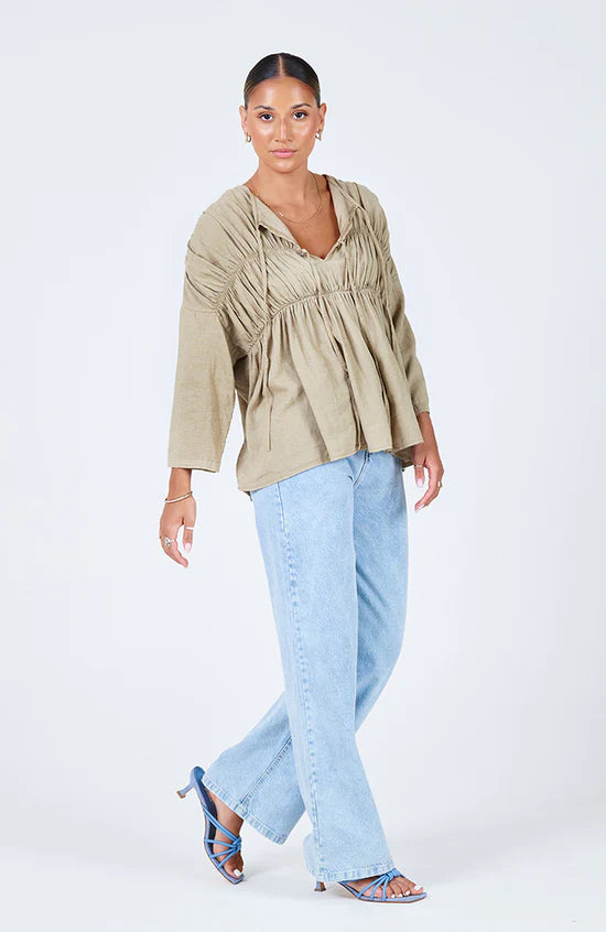 Bahama Linen Top - Safari