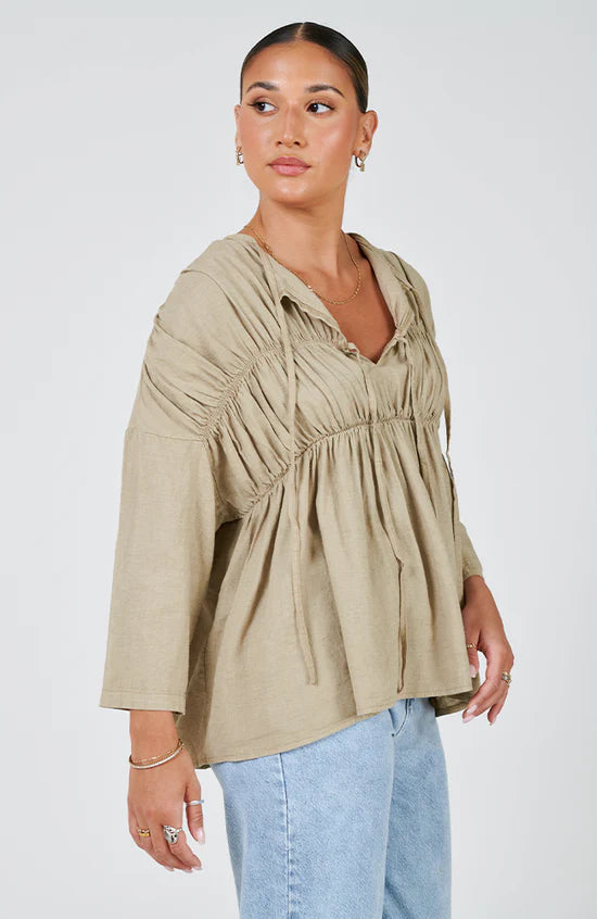 Bahama Linen Top - Safari