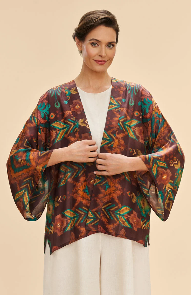 Ikat Kimono Jacket - Chocolate