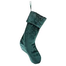 Velvet Diamonte Stocking - Teal