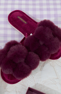 Luxe Pom Pom Slipper - Mulberry