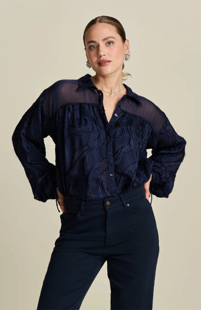 Jacquard Midnight Blue Blouse