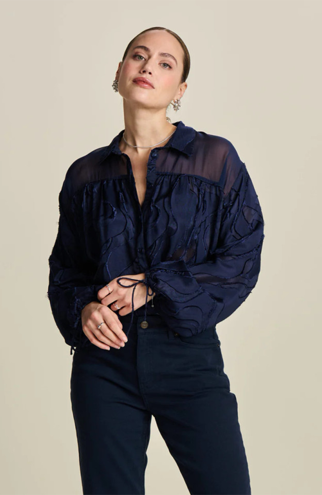 Jacquard Midnight Blue Blouse