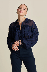 Jacquard Midnight Blue Blouse