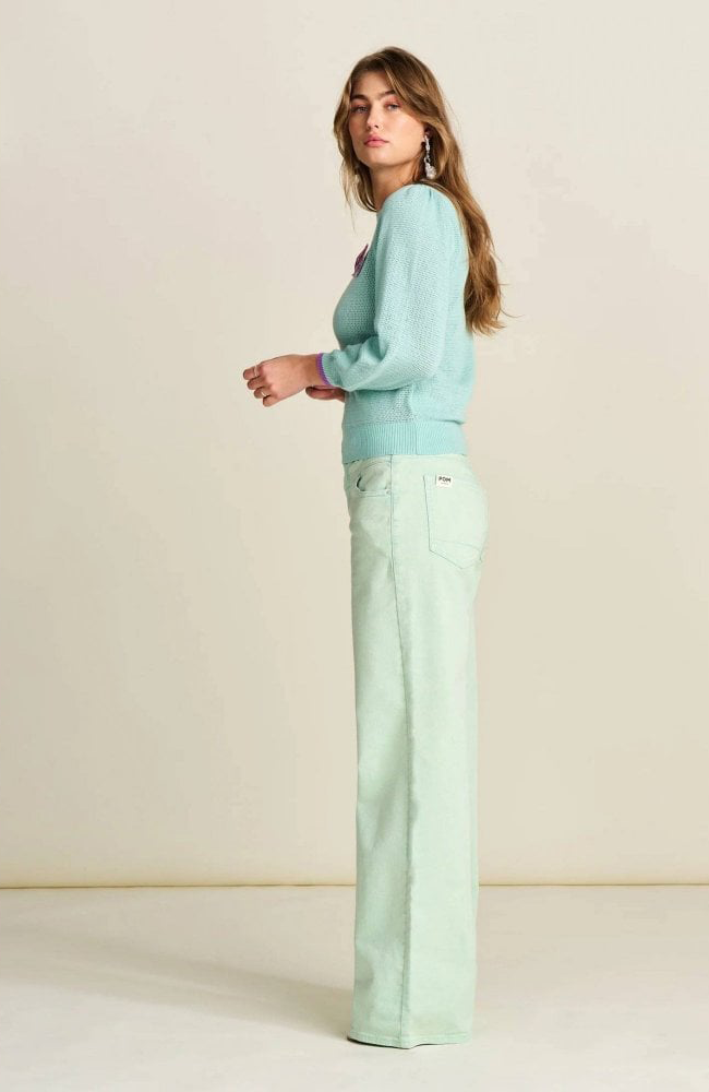 Wide Leg Jeans - Aqua Blue