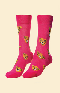 Charming Cheetah Socks - Raspberry