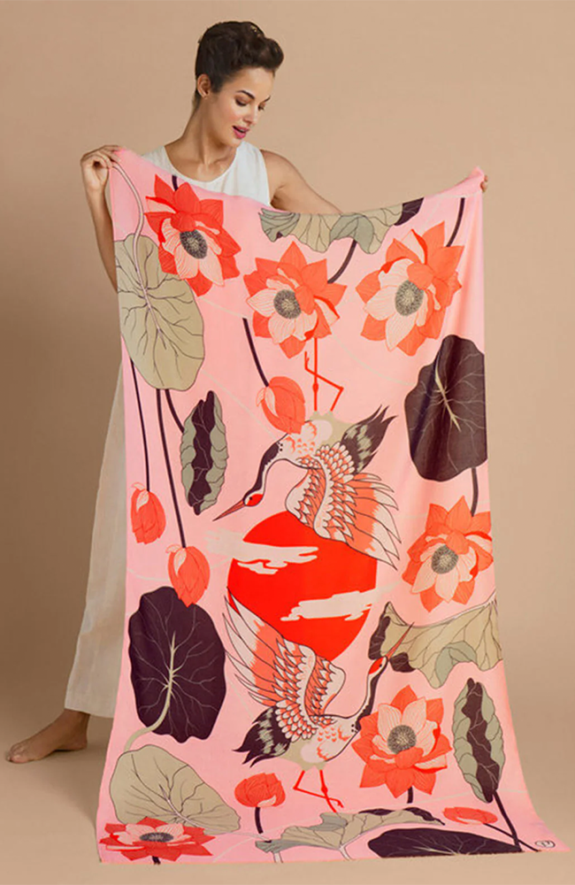 Printed Crane at Sunrise Scarf - Petal