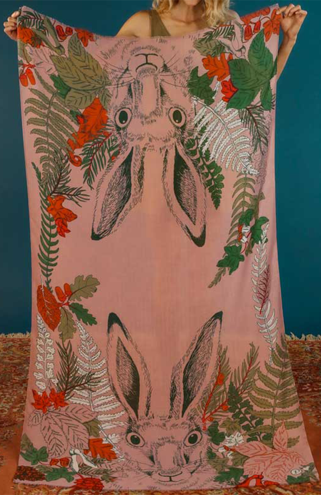 Happy Hare Printed Scarf - Pink