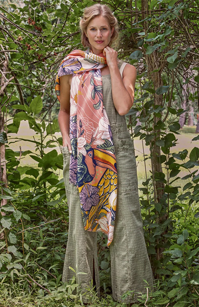 Printed Rainforest Feathered Friends Scarf - Multi