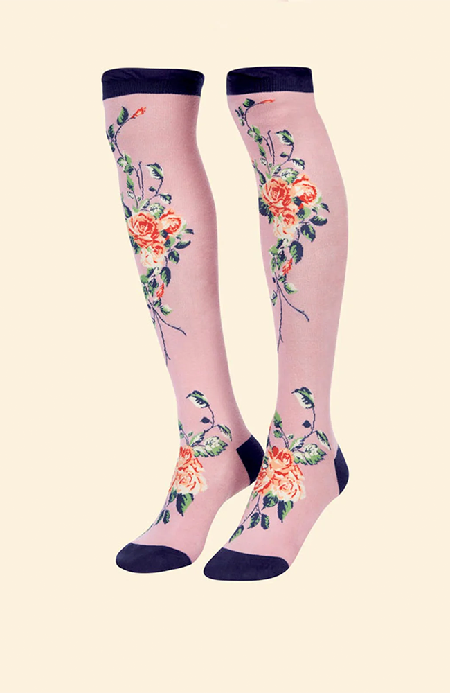 Floral Vines Knee High Socks - Lavender