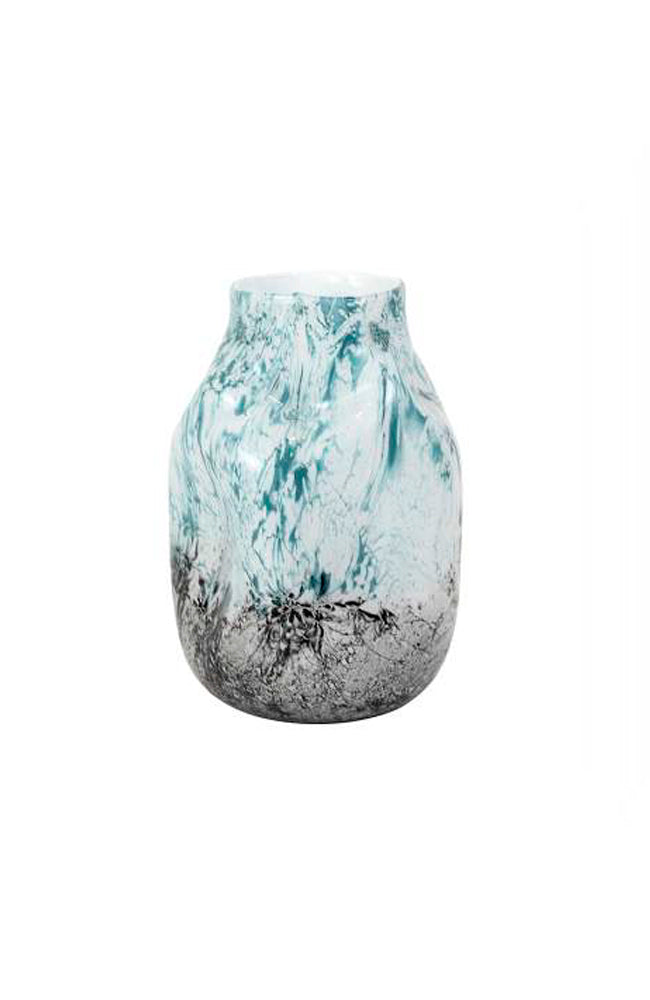 Grinter Glass Urn - Green/Black/White